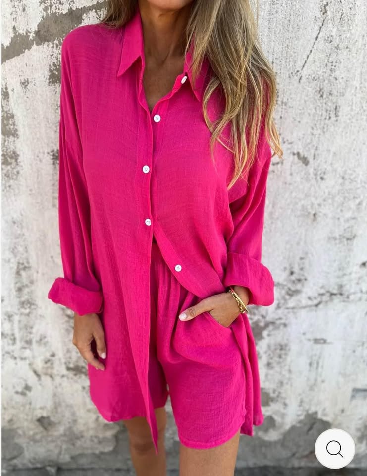 SET BLUSON Y SHORT MATILDA EN LINO - SUAVIDAD Y COMODIDAD