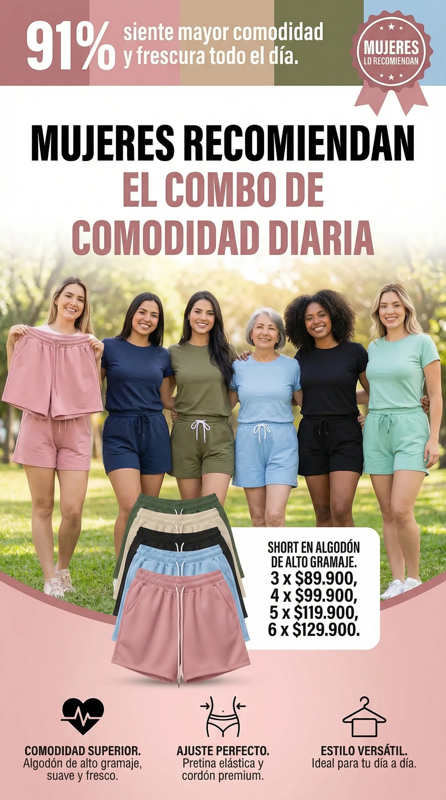 SHORT EN ALGODON PARA DAMA - COMODIDAD Y FRESCURA