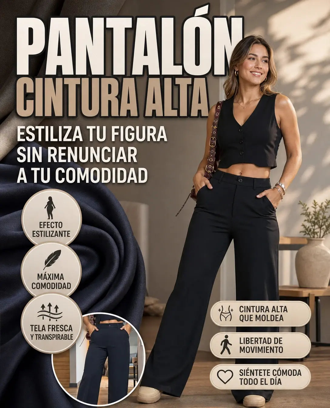 PANTALÓN CINTURA ALTA AJUSTE PERFECTO!