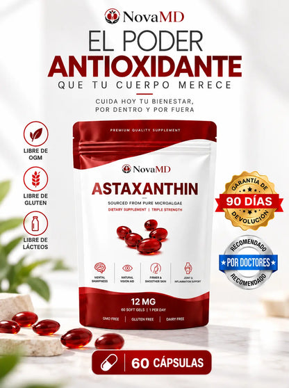 Astaxanthin NovaMD 12 mg - Potencia tu rutina y Protege tu bienestar.