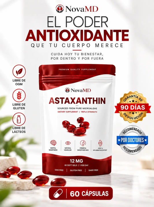 Astaxanthin NovaMD 12 mg - Potencia tu rutina y Protege tu bienestar.
