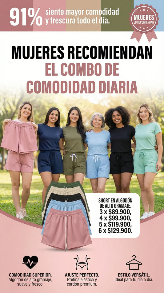 SHORT EN ALGODON PARA DAMA - COMODIDAD Y FRESCURA