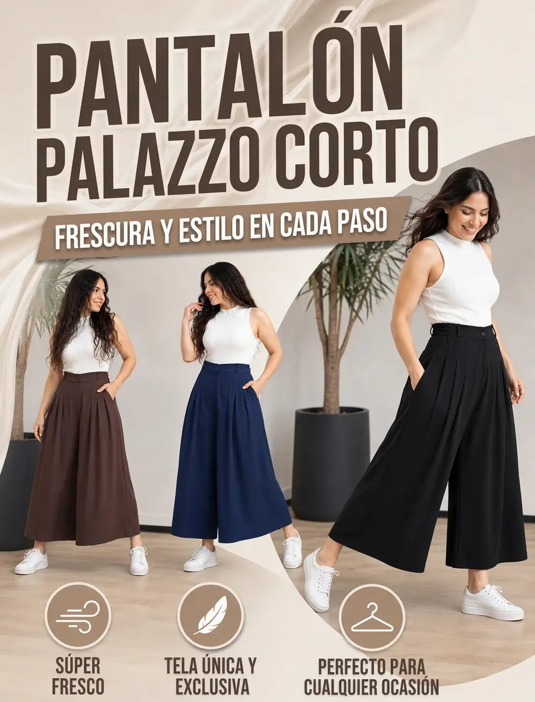 Pantalon PALAZZO CORTO